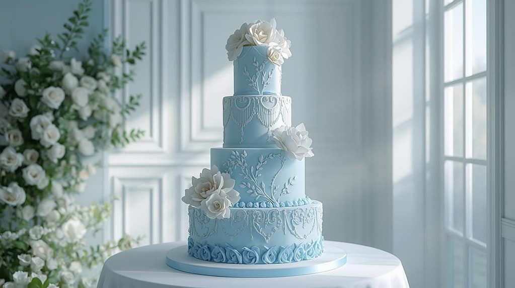 Eisblaue Hochzeitstorten