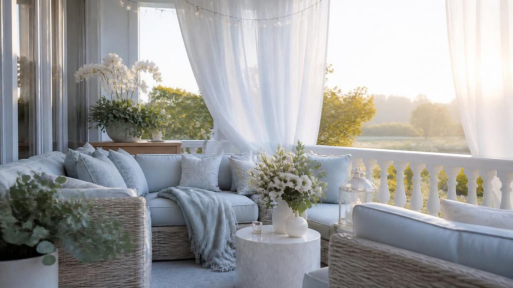 Eisblaue Balkon Ideen