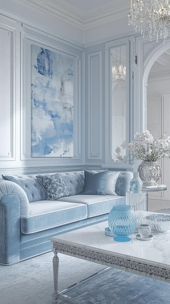 Eisblaue Wohnaccessoires