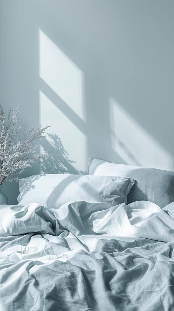 Eisblaues Schlafzimmer