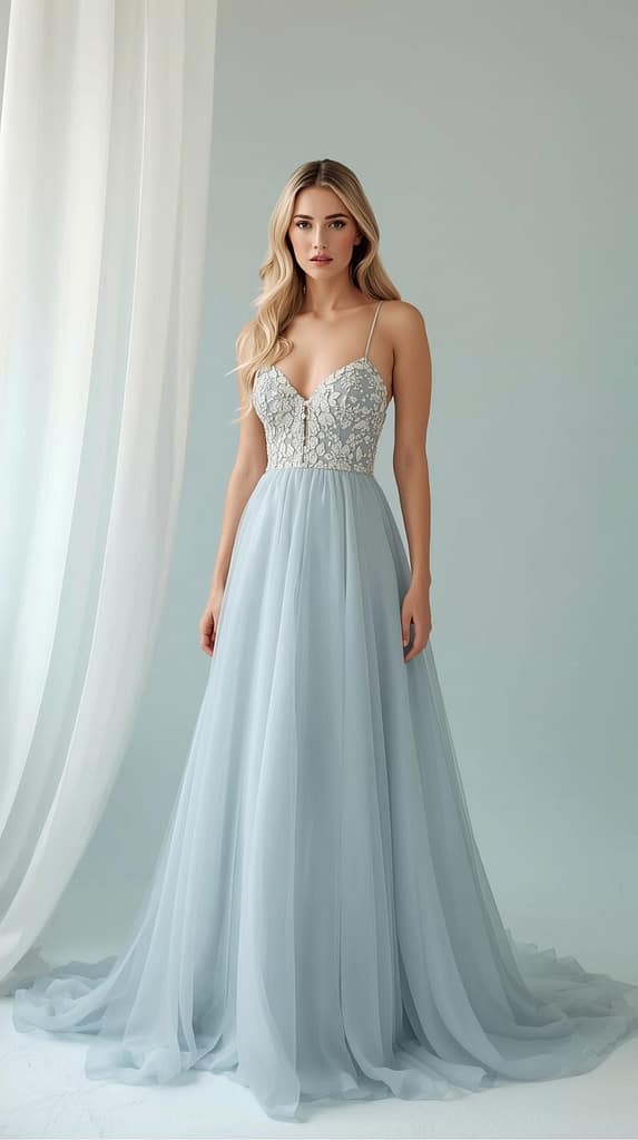Eisblaues Brautjungfernkleid
