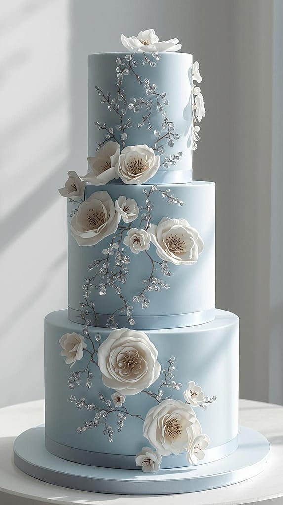 Eisblaue Hochzeitstorte