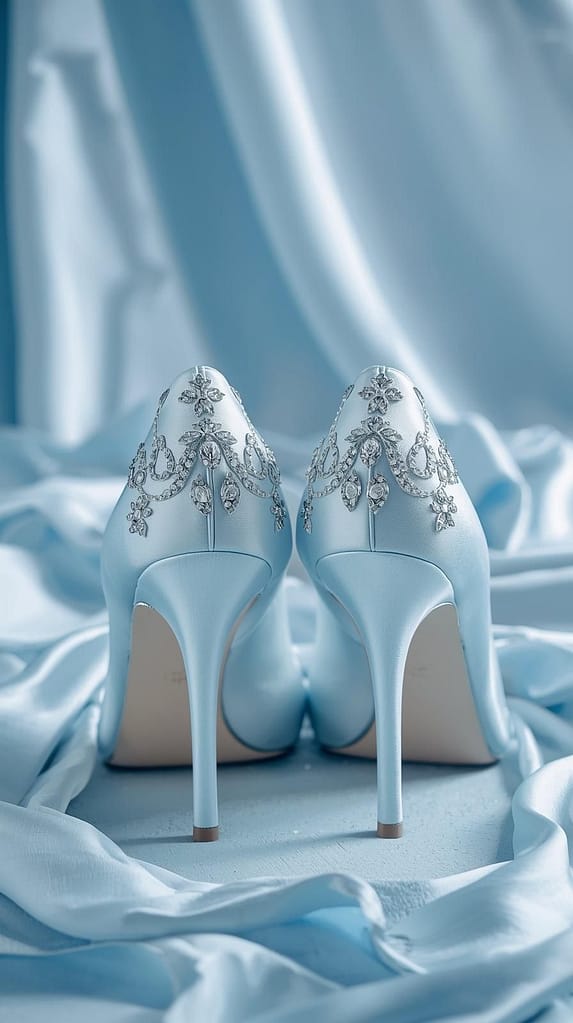 Eisblaue Brautschuhe