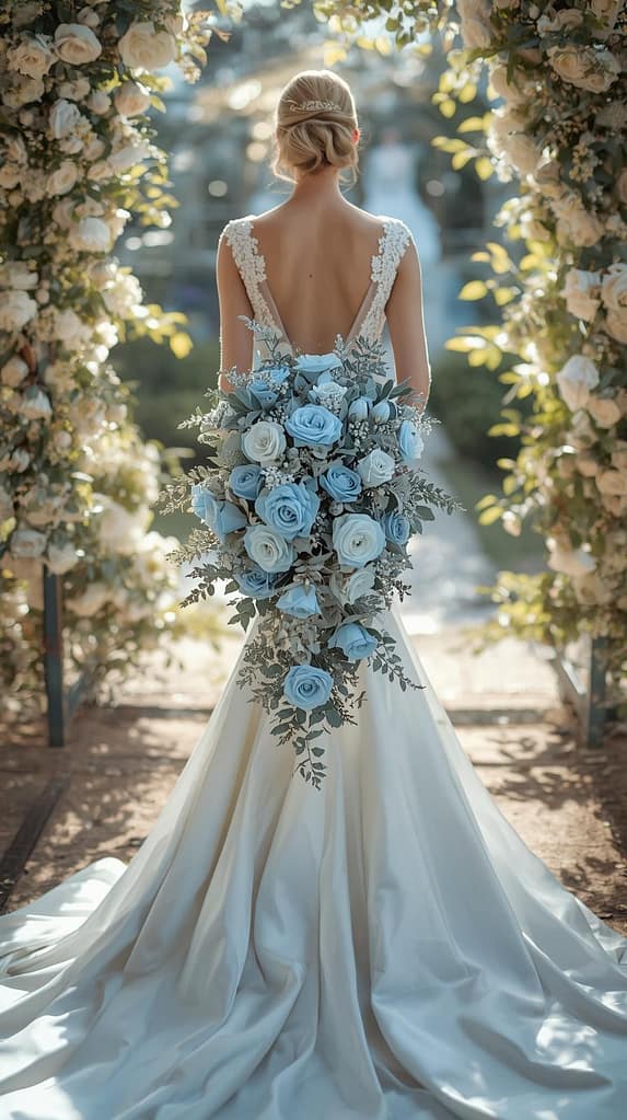 Eisblaues Bouquet für die Braut