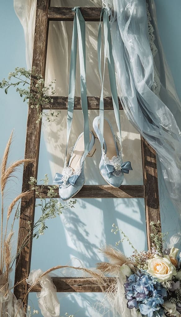Eisblaue Hippie Brautschuhe