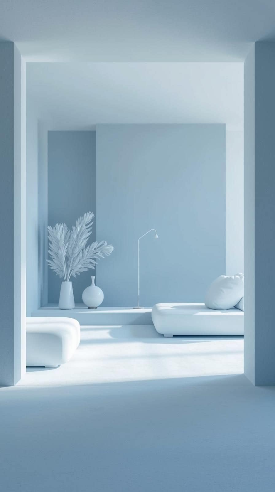 Eisblaues minimalistisches Wohnzimmer