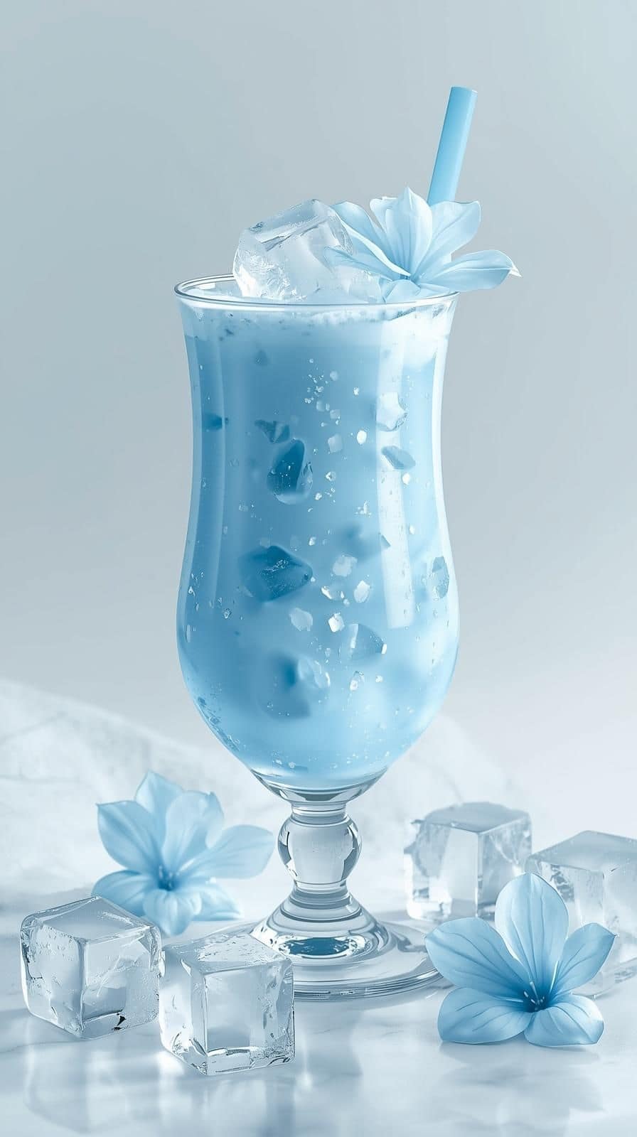 Eisblauer Mocktail Sommer Drink
