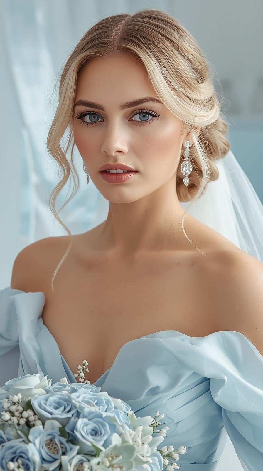 Eisblaues Braut Styling