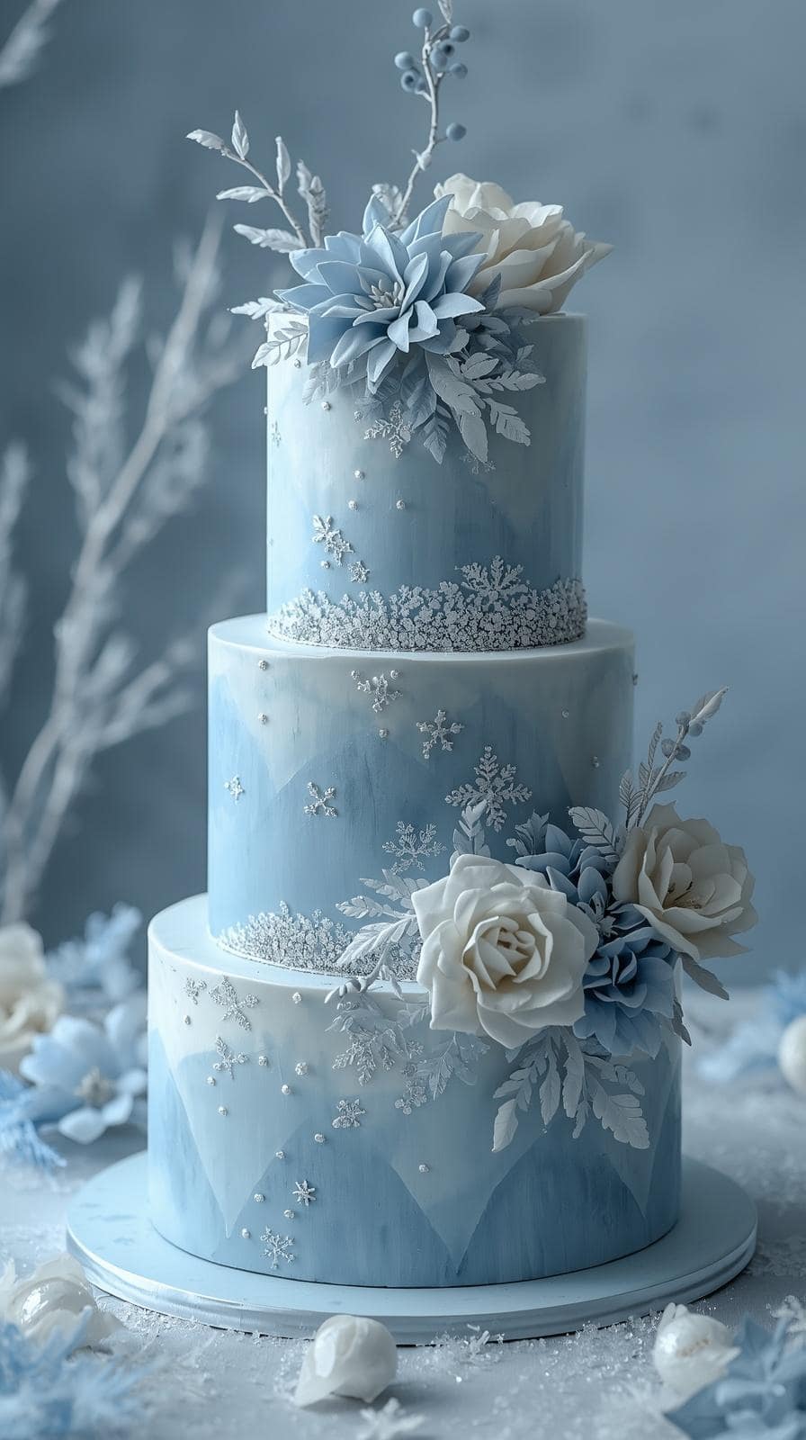 Eisblaue Hochzeitstorte