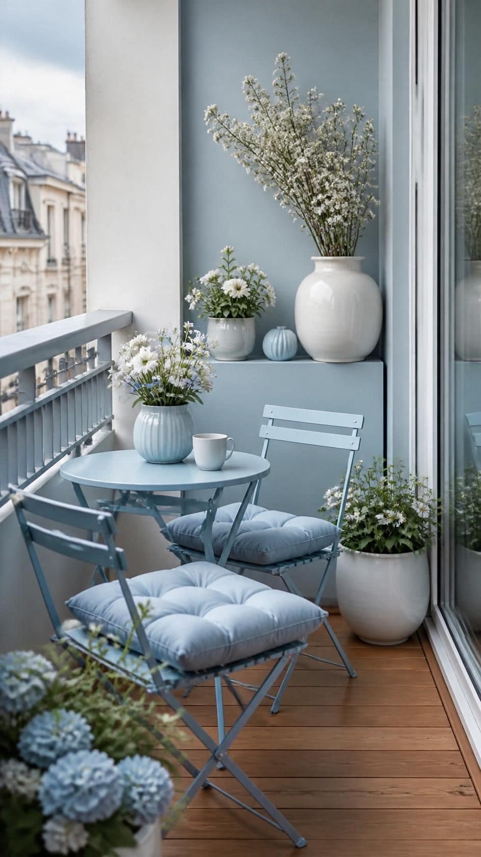 Kleiner eisblauer Balkon